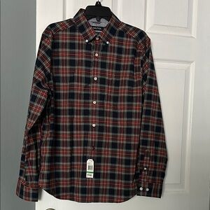Nautica Men's Plaid Shirt - Red and Black